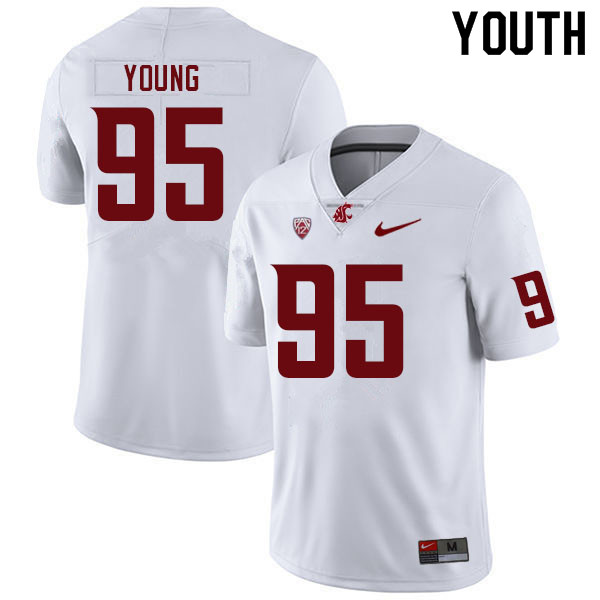 Youth #95 Xavier Young Washington State Cougars College Football Jerseys Sale-White - Click Image to Close